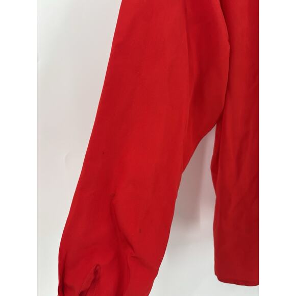 Vintage Della Roufogali Button Up Womens 14 Red Silver Western Rhinestone Silk - Picture 12 of 16